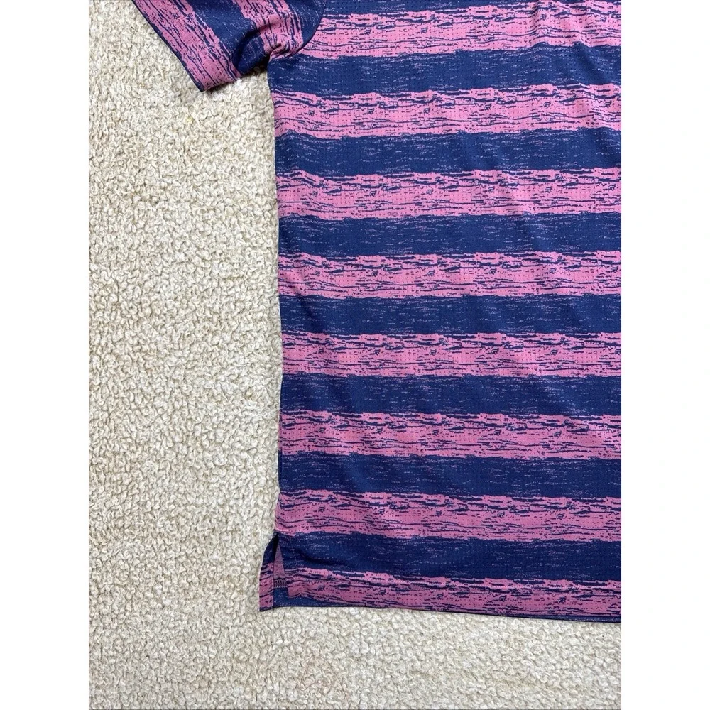 Adidas Golf Polo Shirt Mens Small Short Sleeve Pink Blue Stripe Vinted Light